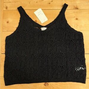 A New Day Black Crochet Crop Top
